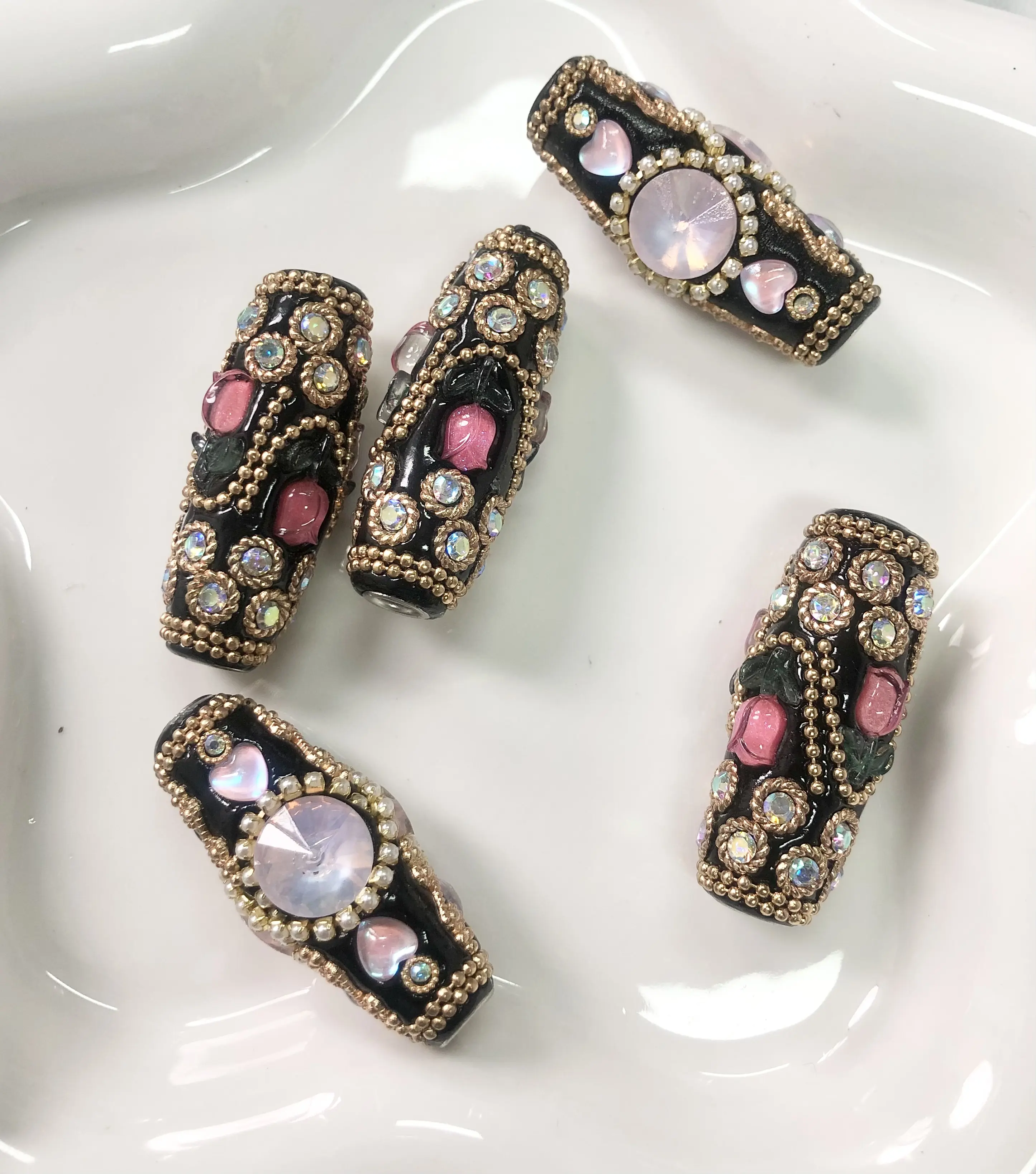 Rhinestone and Indian beads
