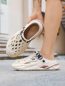 Men's Trendy Clogs Personalized Contrast Color Design Non-Slip Wear-Resistant Thick Bottom Heightening For Daily Commute & Personalized Wear