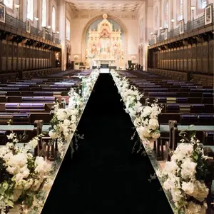 4FTx15FT Black Velvet Aisle Runner Runway Carpet Rug for Wedding Ceremony Hallway Reception Indoor Halloween Party Decor Wedding Accessories