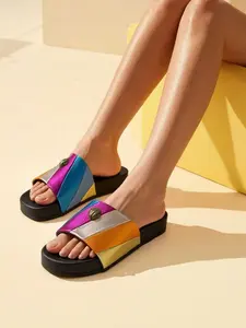 Women's Colorful Eagle Head Design Sandals, Thick Sole Beach Slippers, Spring Summer Fashion Footwear, Comfortable Outdoor Wear