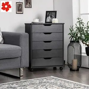 New File Cabinet 5 Drawer Lockable Casters Wood Desk Storage Office storage and desktop accessories