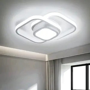 Modern integrated square ceiling light 36cm strong wired ceiling light black white light 36W line ceiling light suitable for living room, bedroom, hallway, foyer, guest room, study, office ceiling light