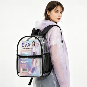 Transparent Clear Backpack+ Free EVA Rain Cover for Concerts, Stadium Events, School, Travel & Festivals | Lightweight Waterproof Bag