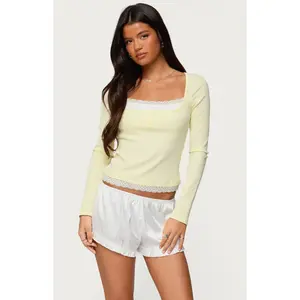 Edikted Women's Joana Layered Lacey Henley Top