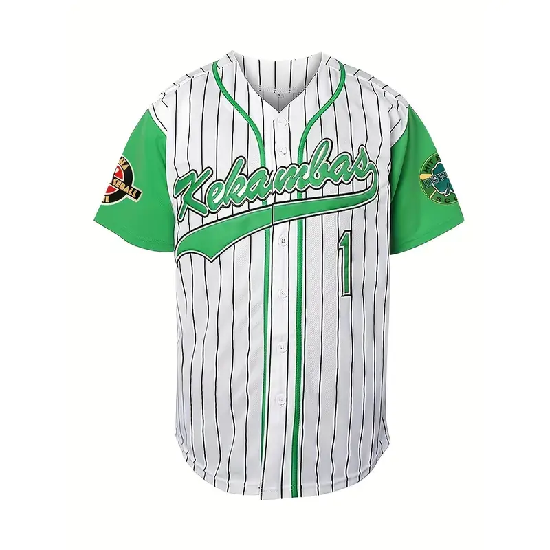 Men's baseball jersey #1 Kekambas Baseball Shirt white, Casual Baseball Cardigan