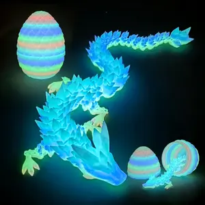 3D Printed Dragon Egg - Glow Rainbow - Large 12" Flexible Crystal Dragon with Egg, Desk Pet Fidget Toy, Christmas Stocking Stuffers, Birthday, Graduation Gift for Kids, Teens & Dragon Lovers