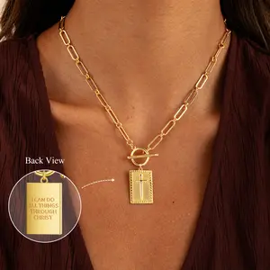Loyalove Greenish Spring Charm Outdoorfun Cross Choker Necklace for Women, Back engraved with Jesus’ blessing message Thick Chunky Paperclip Chain Hip Hop Necklace Unisex Jewelry,Cuban Link Chain for Women Trendy Fashion jewelry gifts For Easter