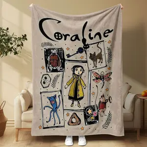 Cartoon Movie Pattern Flannel Blanket, Animal Collage Design, Soft Warm Throw for Women Men Kids, Perfect Gift for All Seasons