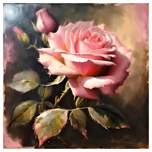 5d Diy Diamond Painting Pink Rose Flower Charming Cozy Full Round Stitches Cross Stitch Embroidery Landscape Diamond Mosaic Art Wall Art Painting Funny Home Decoration Picture Craft Kit Handicraft Hobby Holiday Christmas Halloween Gift