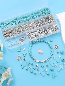 Cross Charm Beading Kit, DIY Jewelry Making Kit for Bracelet & Necklace & Earrings, Fashion Accessories for Women & Girls