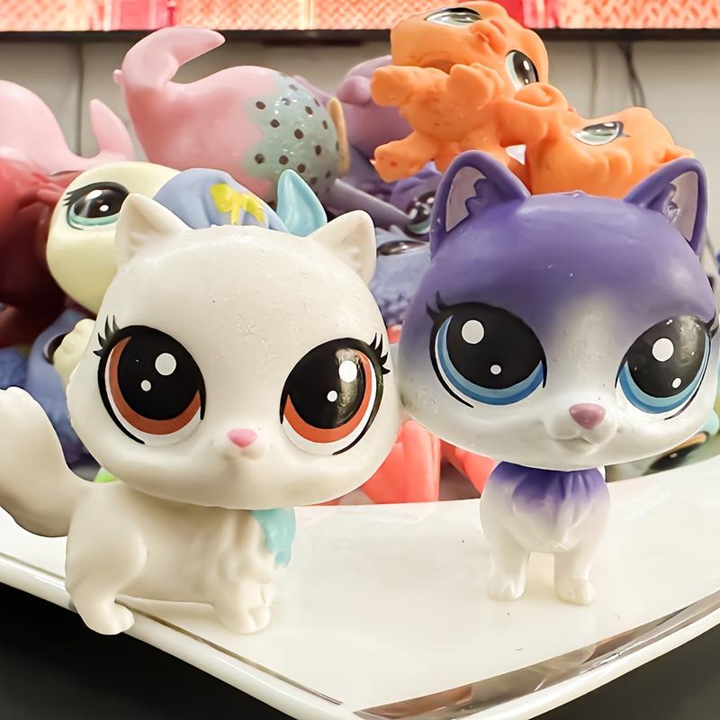 3-Pack LPS DOGS Random Mix 1.97inch Cartoon Animal Figurines, Colorful Plastic Collectible Toys, Cat Dog Rabbit Handicrafts, Novelty Figures for Display