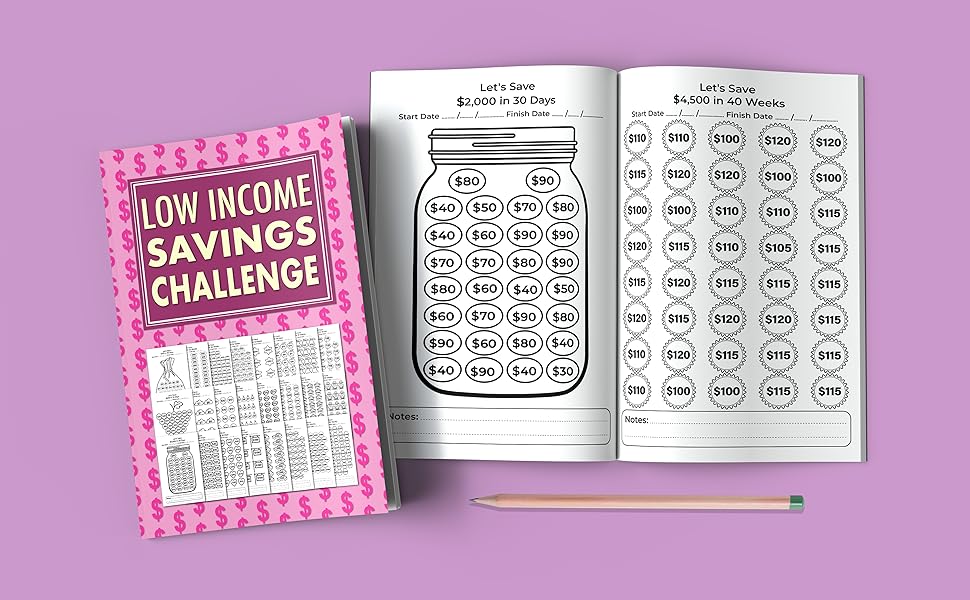 Low Income Savings Challenge Book: Simple Money Savings Challenges Tracker for Women, Easy Way to Save Money $100, $150, $200, $250, $300, $400, $500, $1000, $1500, $3000, $5000, $10000…