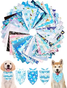 50 Pack Winter  Bandanas Bulk Washable Triangle Bibs for Small Medium Dogs Girl Boy Snowflake Kerchief Set  Scarves Holiday  Accessories