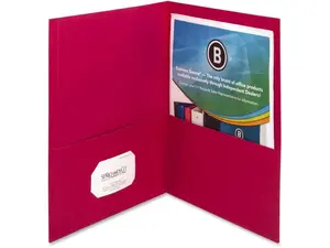 Business Source 2-Pocket Folders 125 Sht Cap Letter 12"x9" 25/BX RED 78494