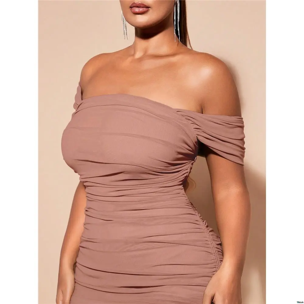 Guest Wedding Long Beach Pastel Summer Break Spring BAE tiktok Plus Size  Clothes Dress Women Dresses Off Shoulder Ruched - TikTok Shop