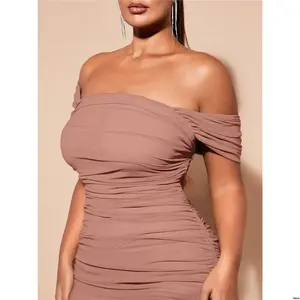 Guest Wedding Long Beach Pastel Summer Break Spring BAE tiktok Plus Size Clothes Dress Women Dresses Off Shoulder Ruched
