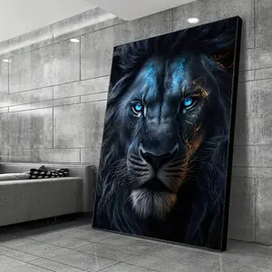 1 Pc Canvas Painting, Modern Lion Canvas Art Printed Materials , Wooden Framed Art,High Quality ,Thickness Wall Art Prints Poster Direct Hanging Decor For Home Gifts,Living Room, Bathroom, Bedroom, Kitchen,Bar,Office,Halloween, Christmas And