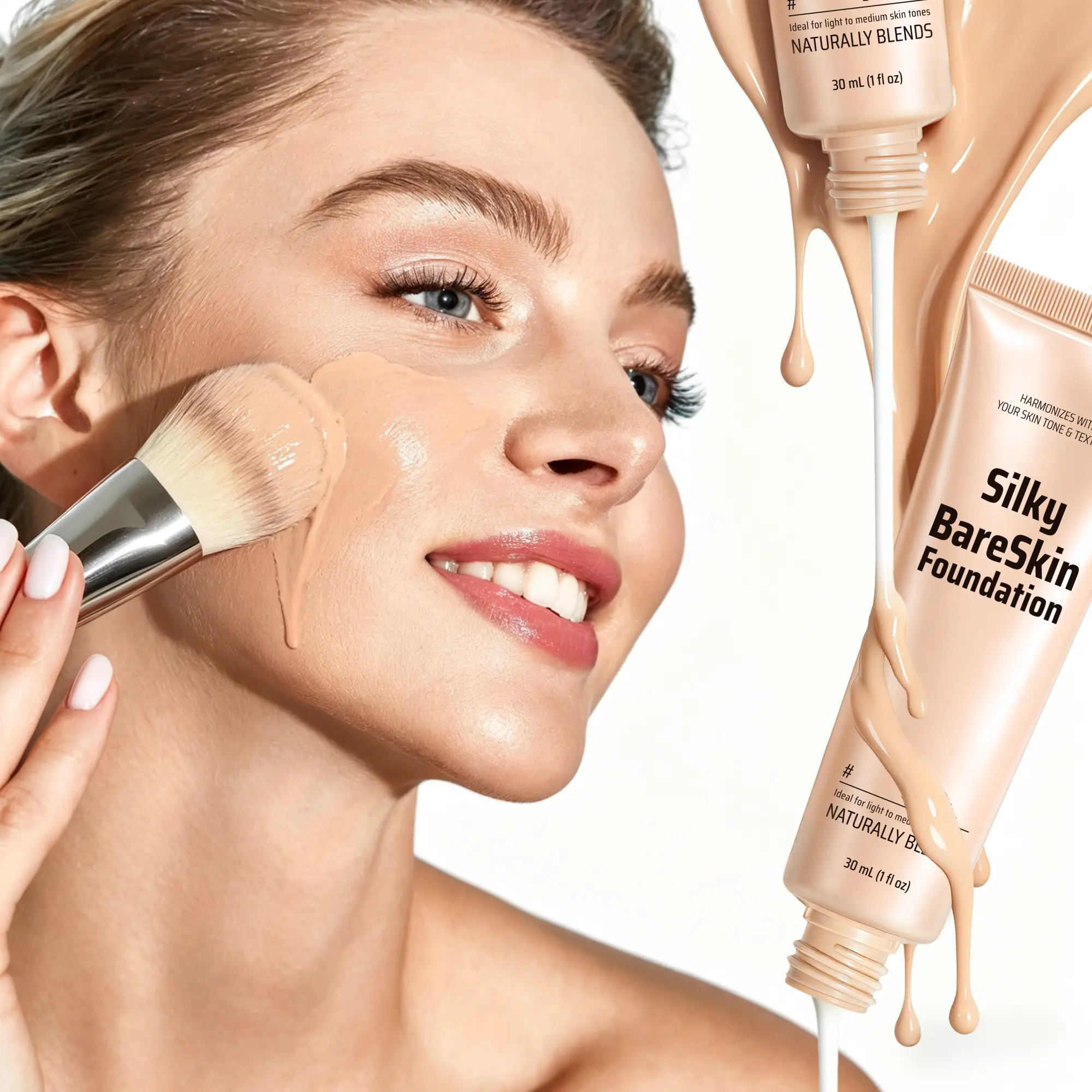 Color-Changing Liquid Foundation Adaptive Skin Tone Matching Foundation Flawless Smoothing, for Light-to-Medium Skin Tones, Buildable Coverage, Natural Dewy Finish, Seamless Blend,Everyday Makeup, 30ml