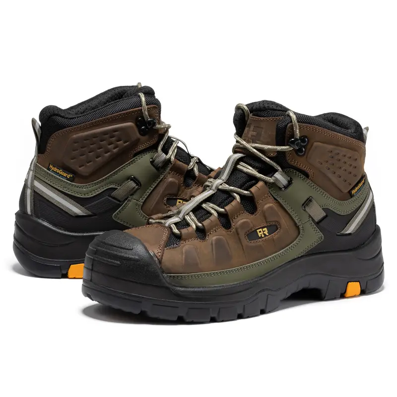 ROCKROOSTER Waterproof Composite Toe 6" Work Boots for Men, Non-Slip Rubber Safety Boot, Hiking Boots, ASTM F2413-18 I/75 C/75 EH Rated Boy Closed
