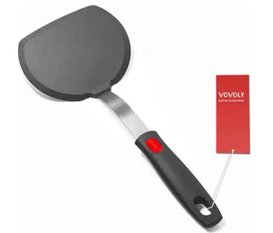 Silicone Pancake Spatula Turner with Lengthened Handle, Heat Resistant Cooking Spatulas for Nonstick Cookware, Large Flexible Kitchen Utensils BPA Free Rubber Flipper for Egg, Pancake, Fish, Burger