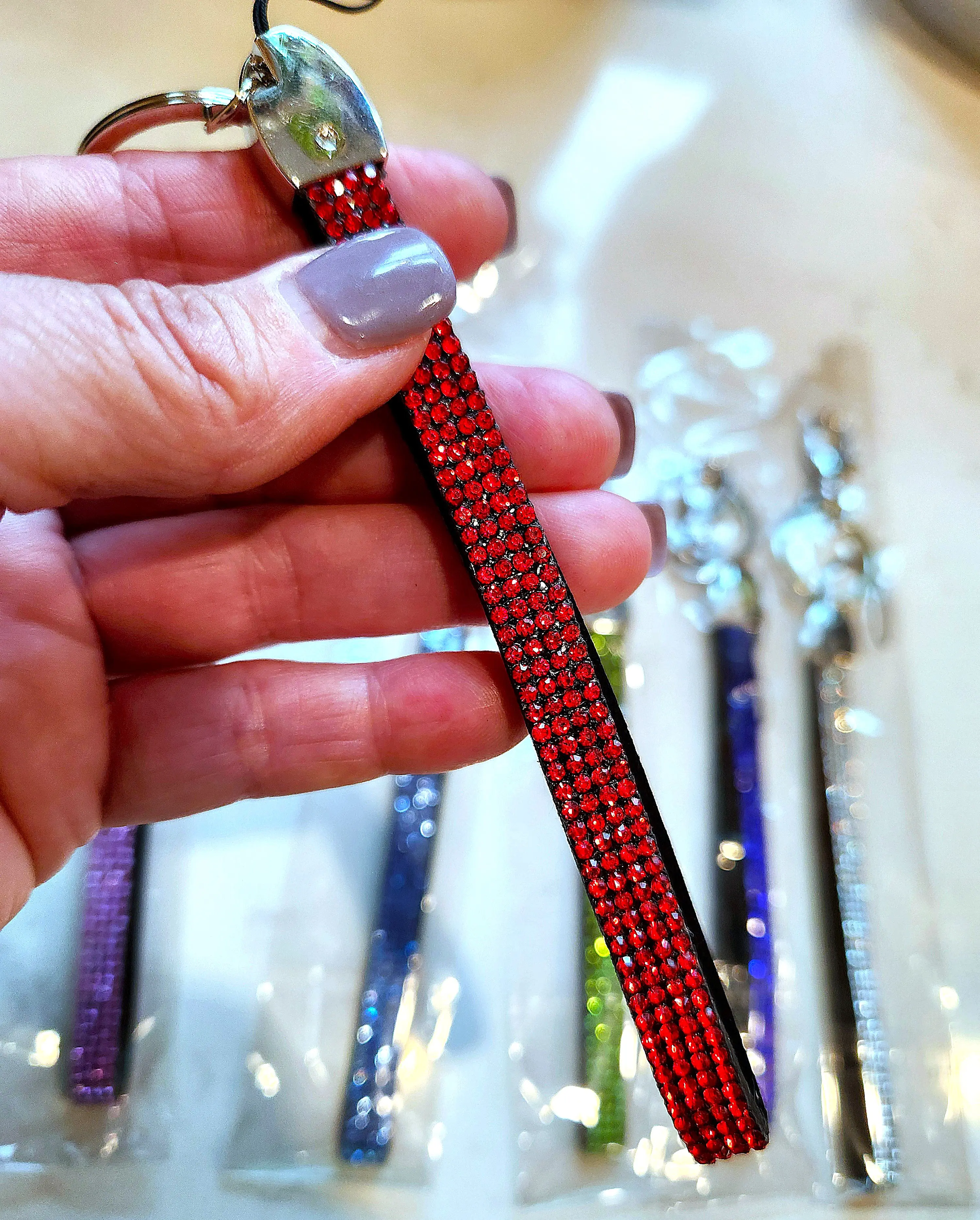 Rhinestone keychain wristlets, 9 inches, versatile for carrying keychain items