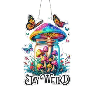 Mushroom Pattern Diamond Art Painting Kit, DIY 5D Diamond Decor Painting Kit, Hanging Ornament for Home Decor, Creative Gift