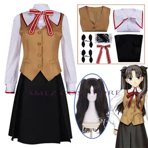 Tohsaka Rin Cosplay Game Fate FGO Coaplay Costume Average One School Uniform JK Skirt Vest Suit Halloween Outfit for Women Girl