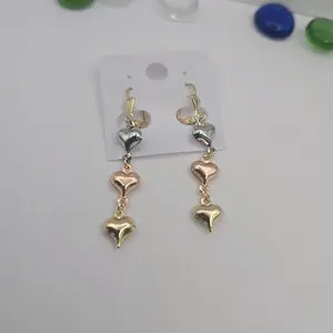 earrings fashion hearts style three colors love style  Gold-plated