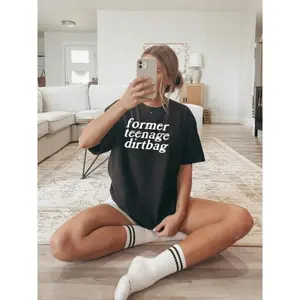 Former Teenage Dirtbag Graphic Tee Womens Oversized Vintage Style Crewneck Short Sleeve Soft Cotton T Shirt Casual Streetwear Summer Outfit