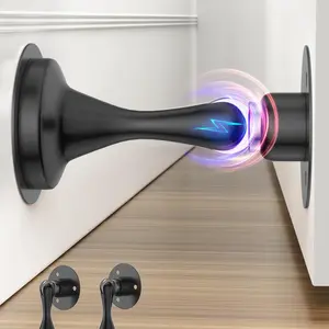 Door Stoppers Magnetic Door Catch - 2 Pack Stainless Steel Heavy Duty Door Stops for Bottom of Door, Wall & Floor Mounting No-Drill Strong Adhesive & Screws, Strong Door Holder to Keep Door Open