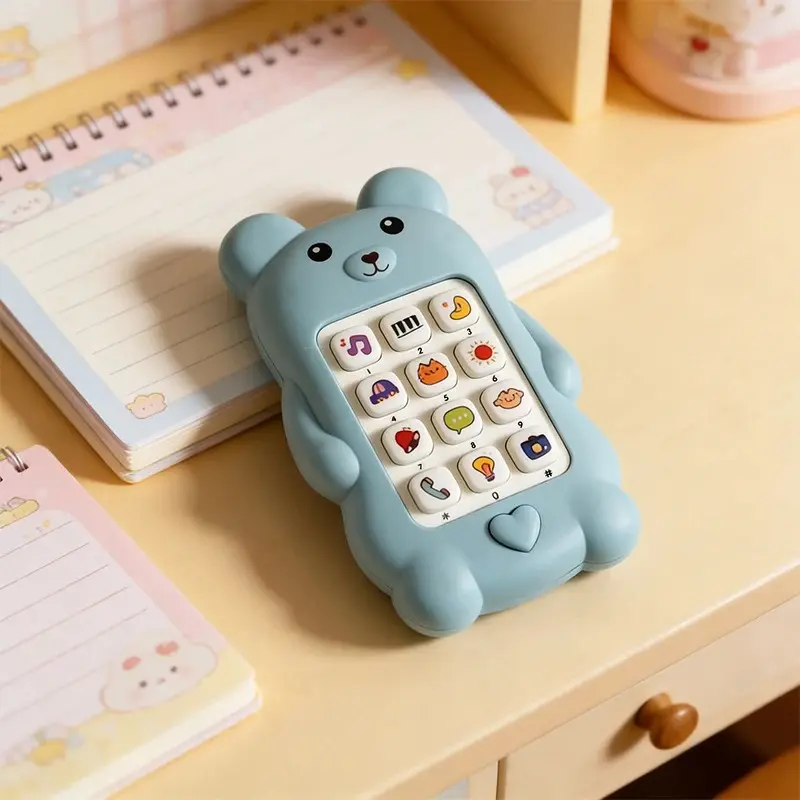 Cute Bear Baby Phone Toy Music Sound Telephone Sleeping Toys Simulation Phone with Lights Kids Early Educational Toy Kids Gifts