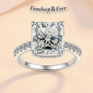 3/5/10 CT Radiant Cut D Color VVS1 Lab-Created Moissanite Ring Sterling Silver Band.Engagement Wedding & Promise Jewelry, Perfect Anniversary Gift for Women