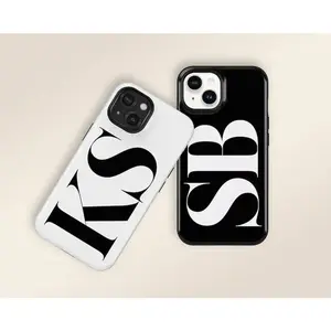 Custom Initial iPhone Case, Personalized Monogram Phone Cover iPhone Case Compatible with iPhone 15 16 14 17 Pro Max 13 12 11 XR AIR XS Plus Cute Soft Silicone Drop Protection Rugged and Durable gift for her men's cool gadgets