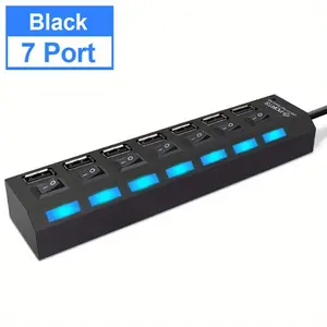 A 7-Port/4-Port USB Hub That Is Elegant And Compact, Featuring an LED Indicator, Supports High-Speed 3.0 Connections, Allows for Simultaneous Use, Has an Independent Switch for The Keyboard, And Is Compatible with Laptop Additions, Tablets