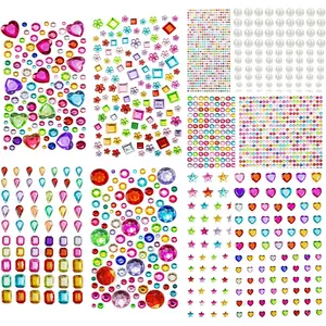 2774 PCS Self-Adhesive Gem Stickers, Assorted Shapes & Heart Acrylic Rhinestone Embellishments, Bling Craft Supplies for Kids, Embellishment