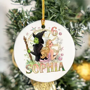 Personalized Wicked Ornament 2025, Elphaba and Glinda Christmas Ornament, Wicked The Musical Gift, Emerald City Fantasy Ornament