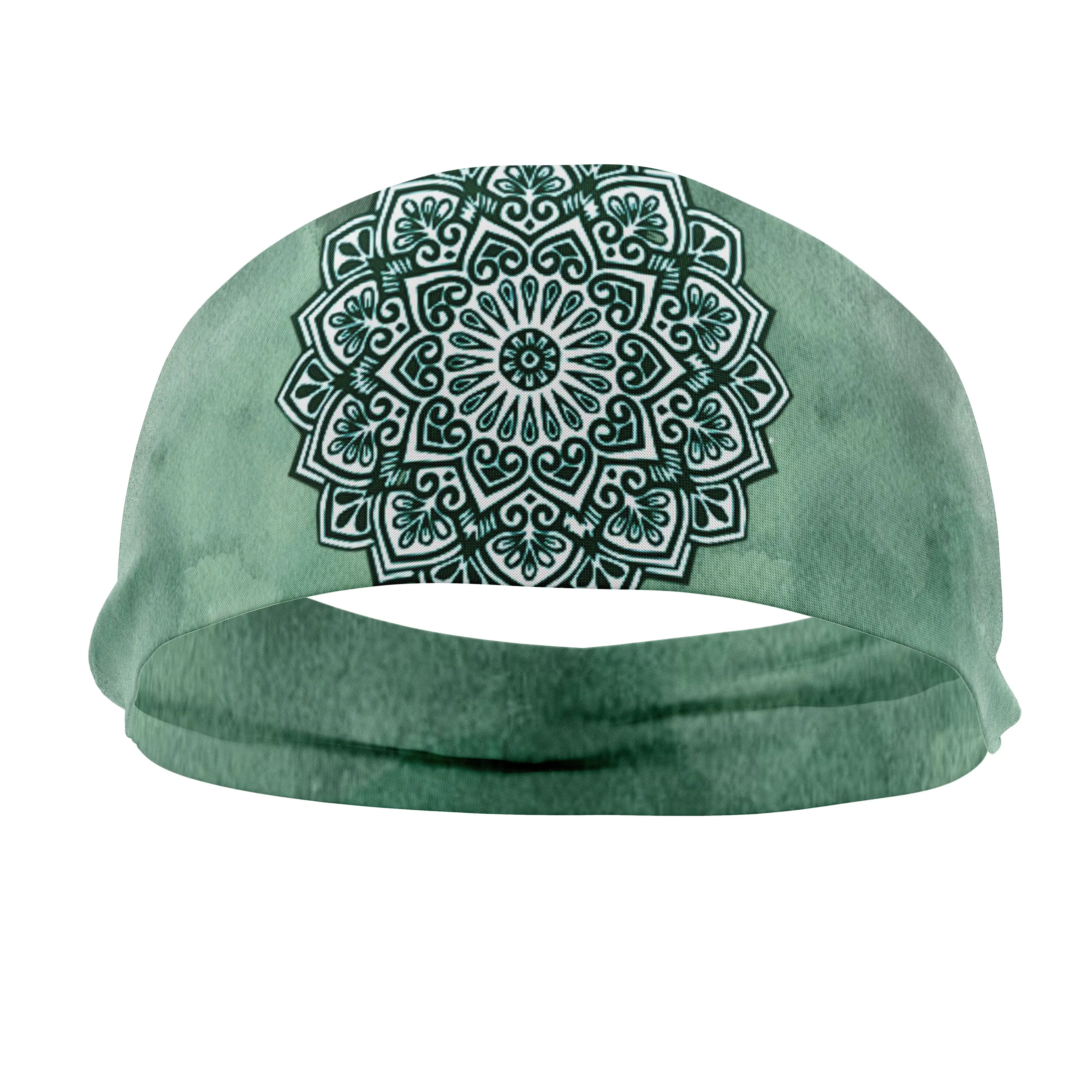 RAVEbandz The Pro - Wide Stretch Headband (Green Mandala) RAVEbandz The Pro - Wide Stretch Headband (Green Mandala)