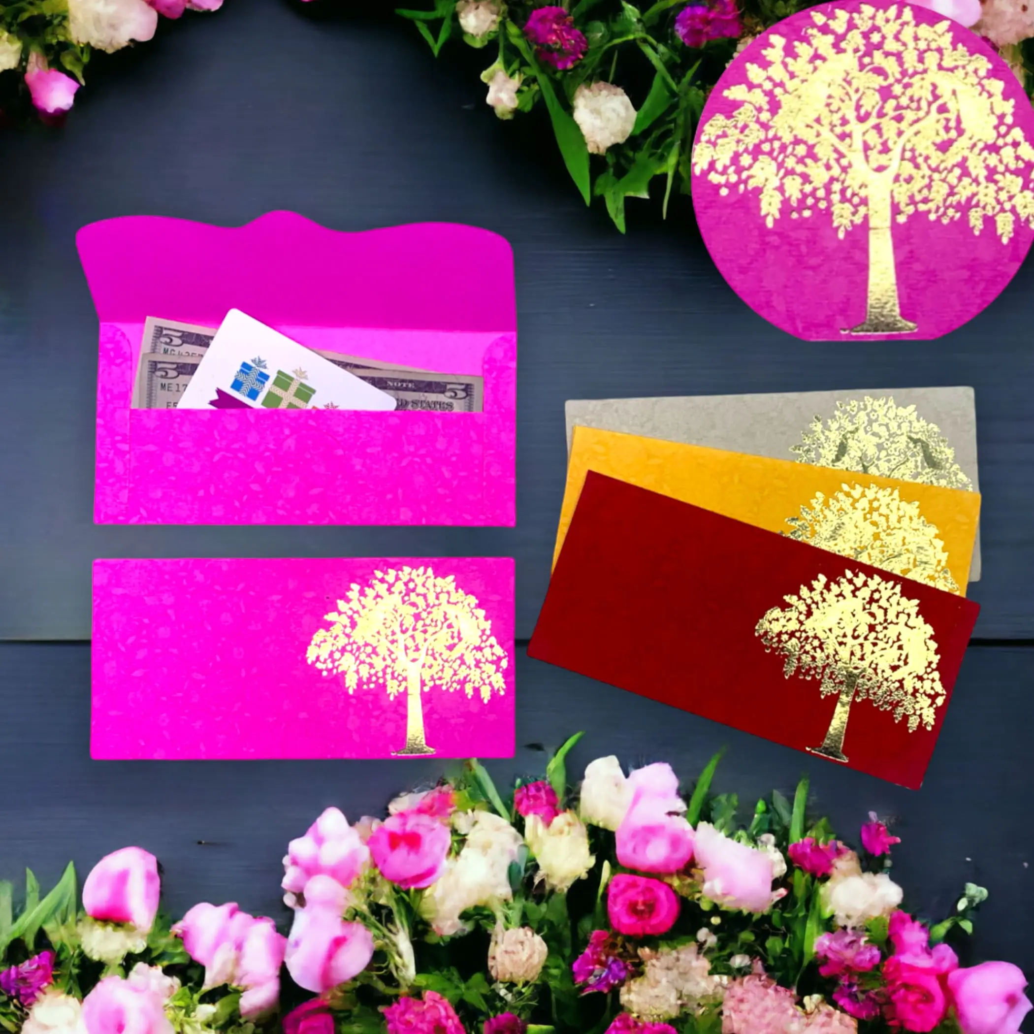 Decorative Shagun Lifafa Envelope Set - 10 Cardstock Unisex Envelopes (7.5x3.5in), Compact, Convenient, Exquisitely Crafted Office Stationery for Diwali Secure Gifting, Versatile Use