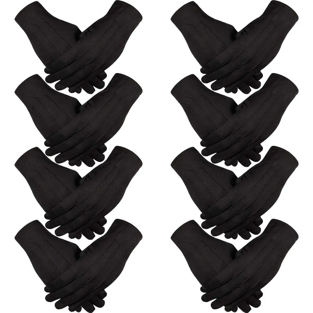 8 Pairs Cotton Gloves Uniform Police Parade Costume Gloves for Formal Tuxedo Honor Guard Parade for Women Men