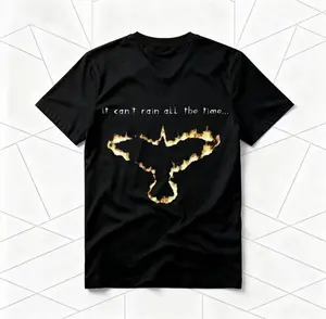 The Crow Inspired Black T-shirt, "It Can't Rain All The Time" Quote & Flaming Bird Graphic, Cult Classic Movie Men's Short-sleeved Tee with Gothic & N Sweatshirt, Hoodie, Comfort Colors