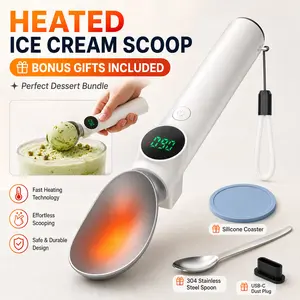 NEXSINIO Heated Ice Cream Scoop for Hard Ice Cream, Rechargeable Electric Scooper with 3 Heat Settings