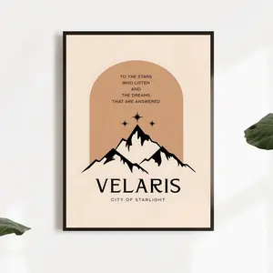 1pc Canvas Poster, Velaris Print, Acotar, Boho Poster, Mountain Poster Wall Art for Living Room, Wall Decor, Home Room Decor Frameless