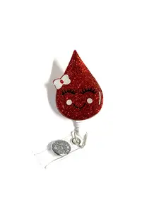 Blood Drop Badge Reel, 2”, Retractable Swivel Alligator Clip, Nurse, Phlebotomy, Medical