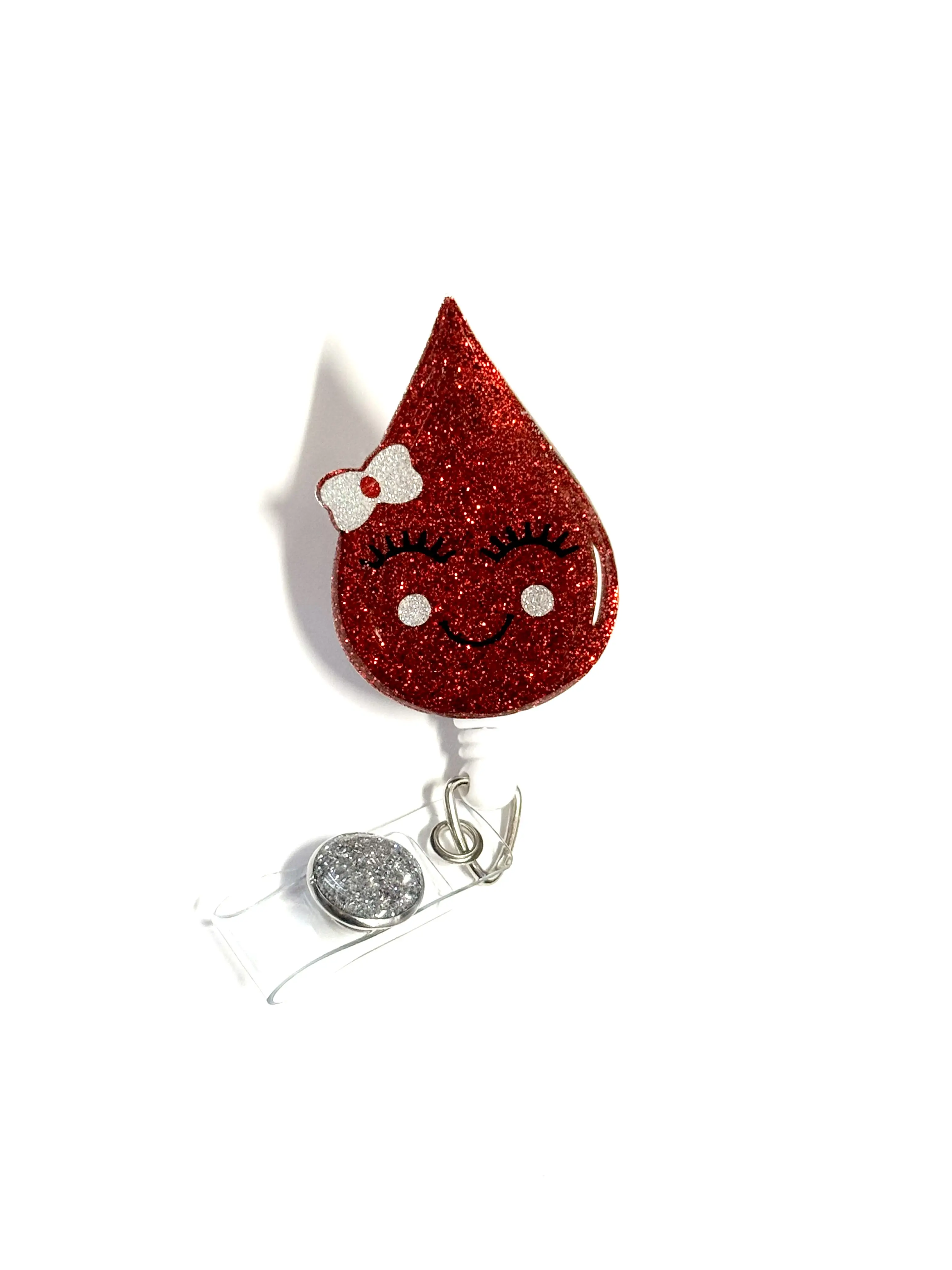 Blood Drop Badge Reel, 2”, Retractable Swivel Alligator Clip, Nurse, Phlebotomy, Medical