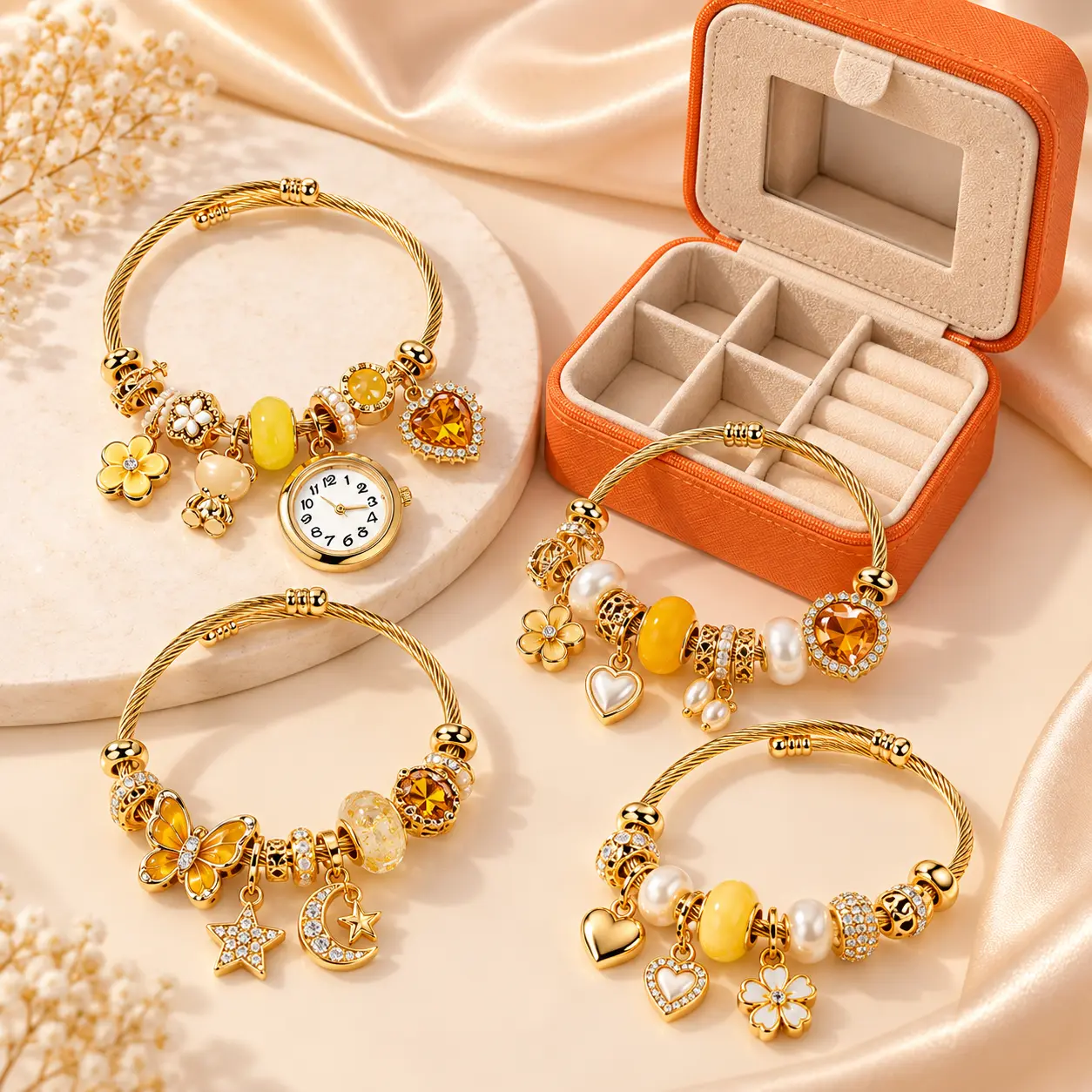 Charm Bracelet Set For Women Includes box