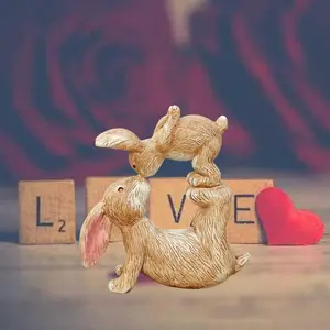 Smooth Resin Kissing Rabbit Statue, Cute Home & Office Decor Figurine, Valentine’s Day-Easter Gift Ornament #TOP PICKS