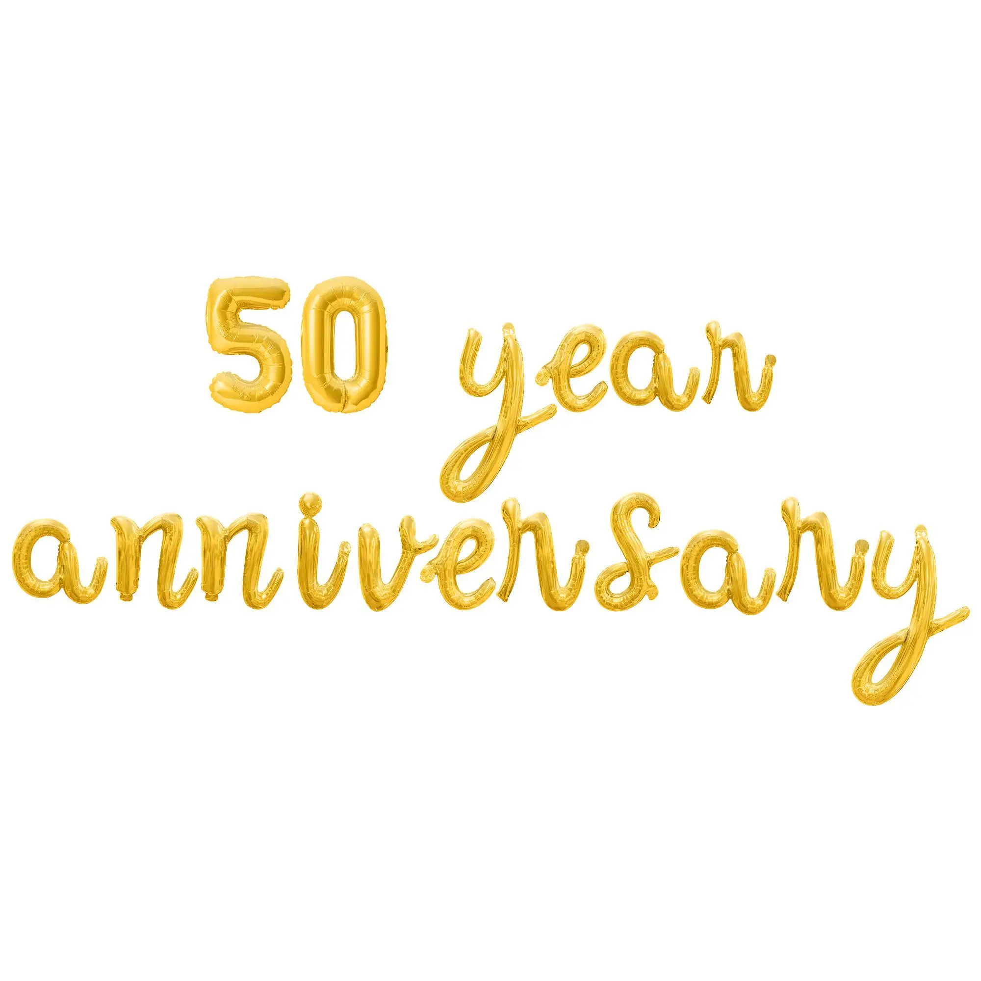 Cursive Script Letter Balloons - 50 YEAR ANNIVERSARY 16" Inch Alphabet Letters Foil Mylar Balloon 50th Anniversary Party Banner