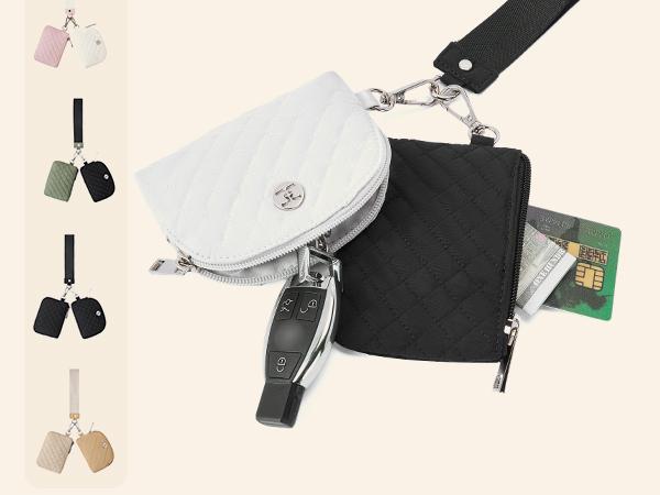 Telena Mini Zip Around Wristlet Wallets for Women Coin Purse Wristlet Keychain Dual Pouch Wallet Wristlet Gift Women's small wallet New Year's gift