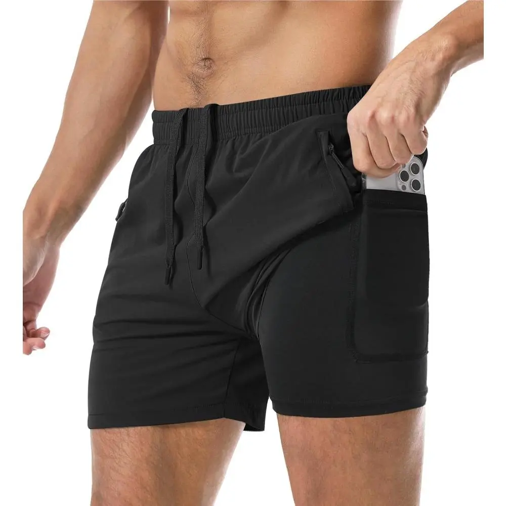 Men's Gym Shorts Linerless & Liner-5" Quick Dry Workout Running Shorts with Zip Pockets Athletic Shorts