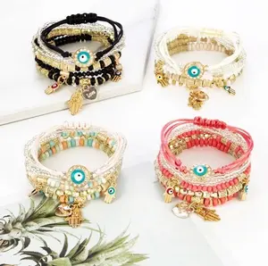 Evil Eye Bracelet | Hamsa | Nazar | Mal de Ojo | Protection Symbol | Good Luck Charm | Boho | Bohemian | Set | Jewelry | Gift